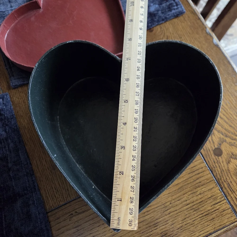 Folk Art Painted Heart Shaped Box With A Christmas Bell Painted On Top.